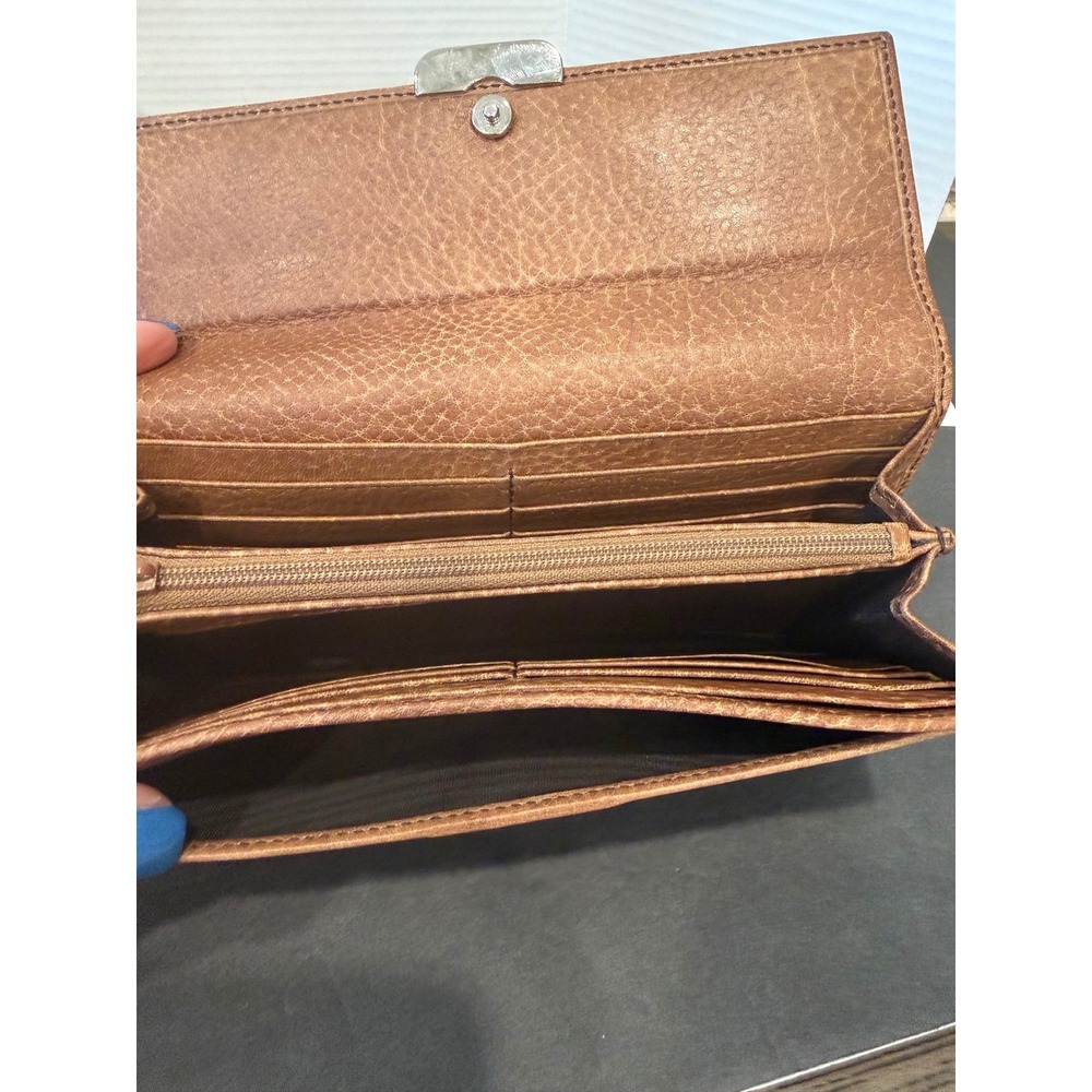 Vintage Gucci GG Monogram‎ Leather Canvas Long Brown Continental Wallet - Picture 7 of 11
